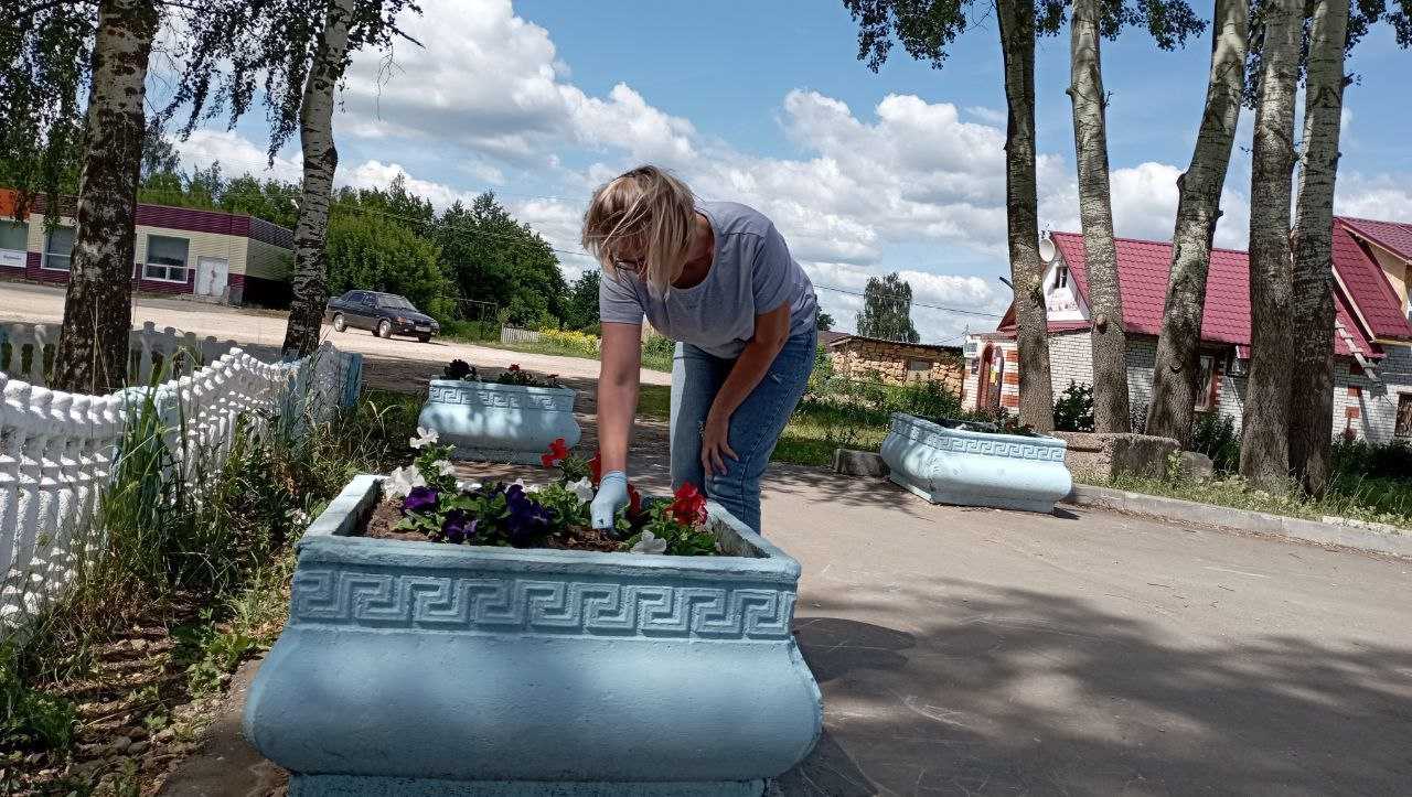 Благоустройство вазонов в с. Каменищи.